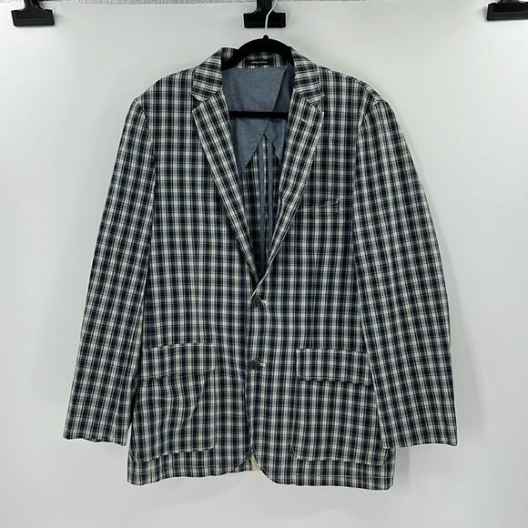 J. Crew Men's Two Button Plaid Blazer - Blue/Green/White - Medium - Picture 1 of 10